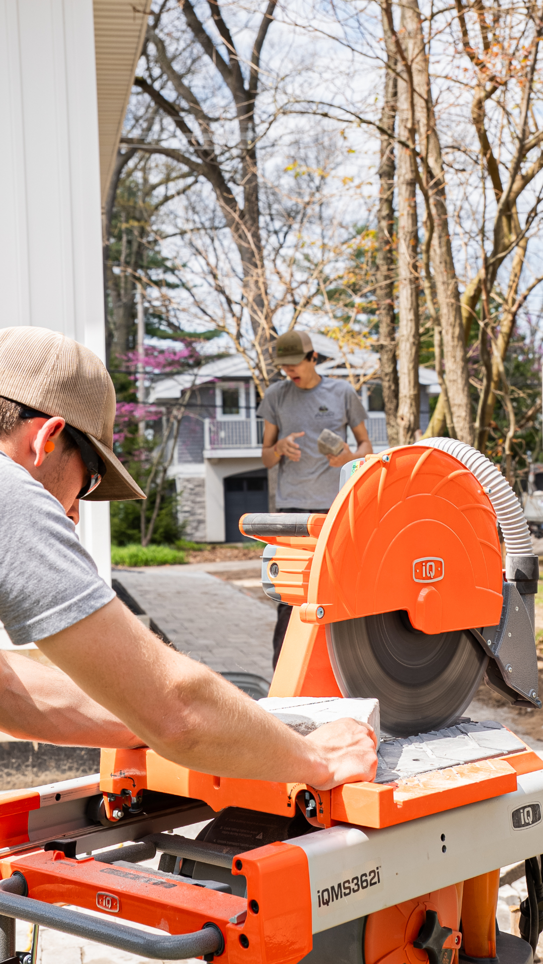 Wet Saw Station with Crew Working In-Sync