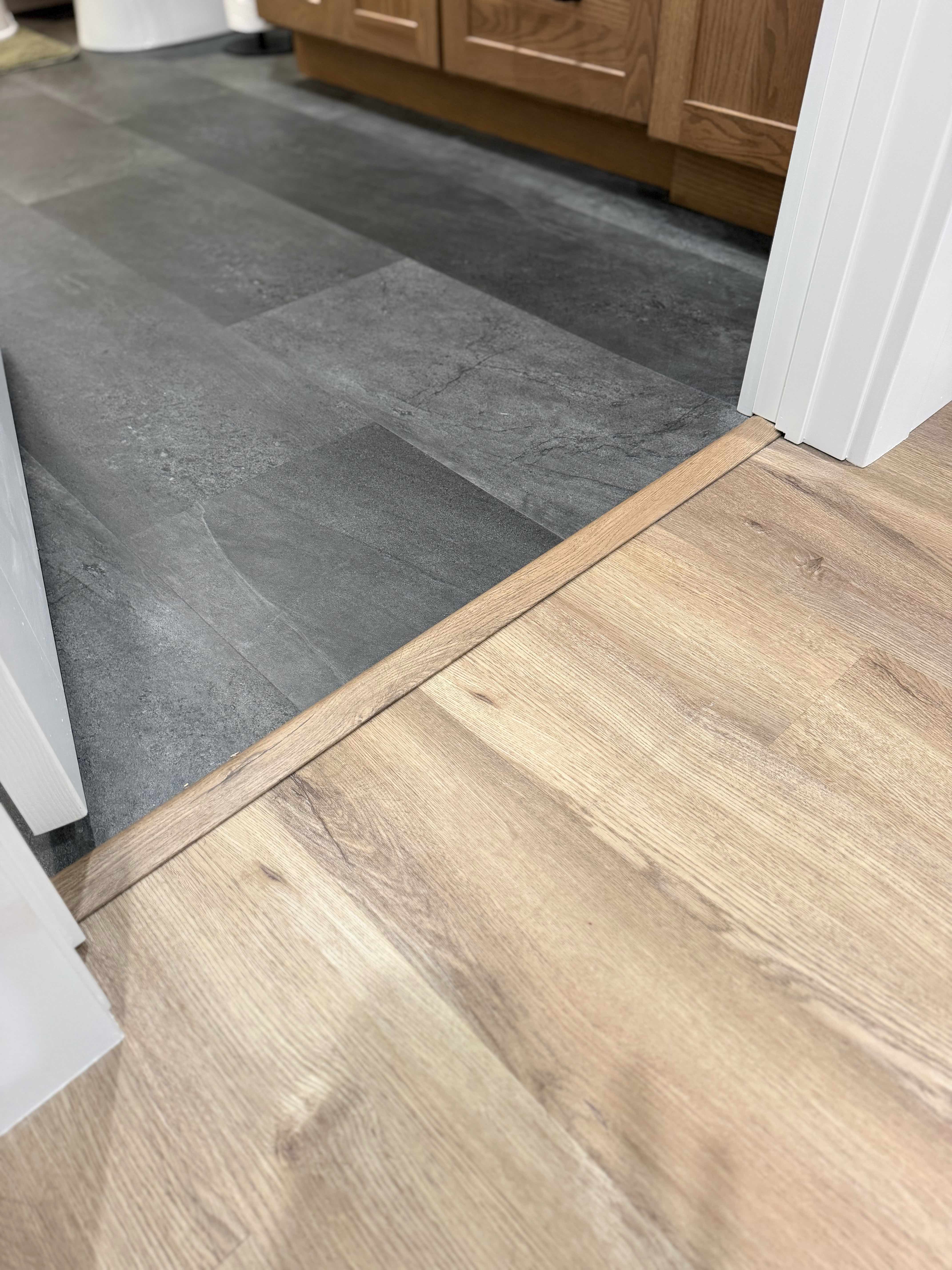 Tile-to-Vinyl Floor Transition Detail